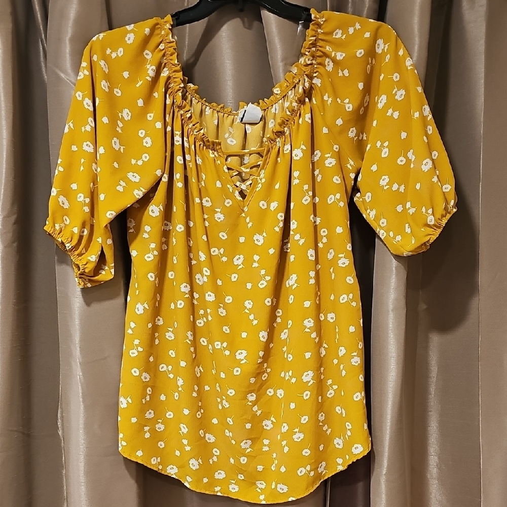 Yellow Floral Women's Top